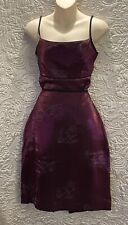 Vicky Vale Two-Piece Rose Embroidered Purple Demask Satin Shimmer Cami+Skirt 14