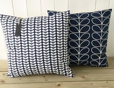 CUSHION COVER MADE IN ORLA KIELY NAVY BLUE INDIGO TINY STEM WHALE NAUTICAL RETRO
