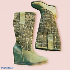 Irregular Choice Poetic Licence Rare Grey Knitted Knee High Boots UK3 EU36