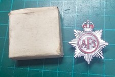 Pre 1942 A.F.S Auxiliary Fire Service Button Hole Lapel Badge In Original Box