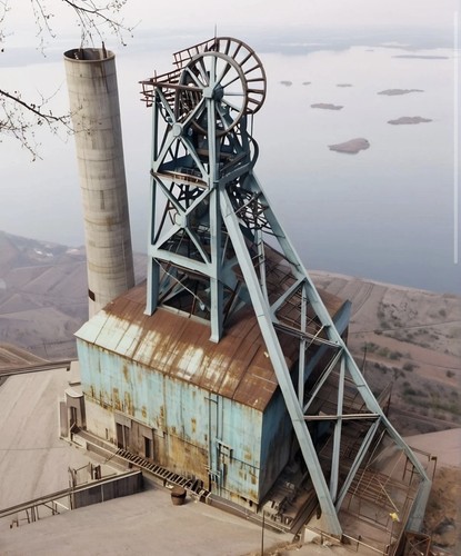 Mine pit head model railway - pit,