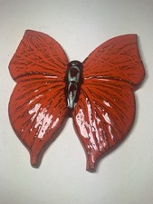 VINTAGE MID CENTURY ORANGE BUTTERFLY  DECORATIVE WALL TILE WEST GERMAN ITALIAN ?