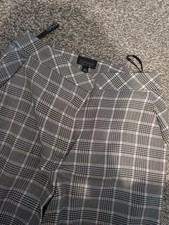 ** TOPSHOP SMART CASUAL STRAIGHT LEG RUFFLE HEM DOGTOOTH CHECK TROUSERS 6 8 **