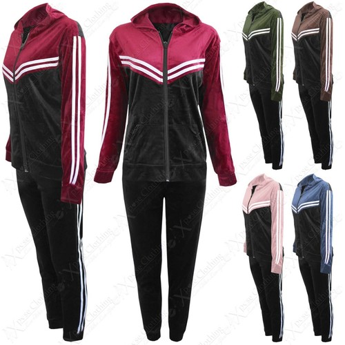 Ladies 2pc velour striped - 2pc,