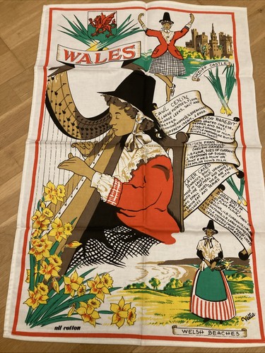 Wales souvenir linen tea towel - linen,