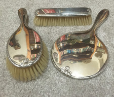 VINTAGE PROP/COLLECTABLE 1920s HALLMARKED  SILVER 3PCS DRESSING TABLE VANITY SET