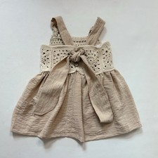 Handmade crochet linen beige