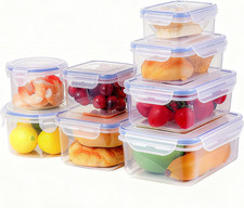 BARGAIN FACTORY Leak Proof Food Storage Containers 16PCS (8 Container + 8 Lids) 