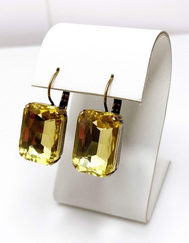 Yellow crystal drop earrings - crystal,