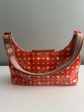 Orla Kiely Mini Crossbody Bag In Orange/cream Flower Design With Cotton Lining