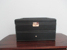 Large 2  Tier Watch Storage Box. 20 Grid. Black. Faux Leather. With Window.