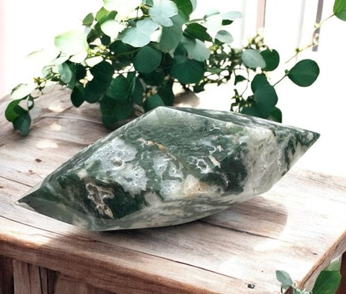 Moss agate prism unique - agate,