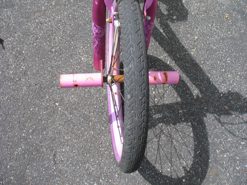 Pair pink metal bicycle - of,