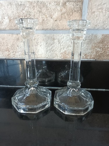 Pair vintage clear glass - of,