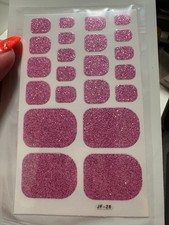 TOE NAIL WRAPS - PEEL OFF AND STICK GORGEOUS HOT PINK GLITTER JF-28