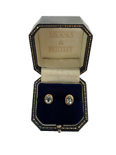 1993 Aquamarine Earrings 9ct Gold 1ct Aquamarine Gold Stud Vintage Earrings