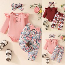 3PCS Newborn Baby Girls Floral