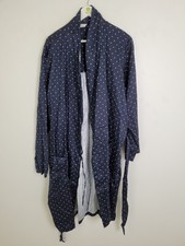 M&S Men's Dressing Gown Size XL Navy White Pola Dot Pure Cotton New F2