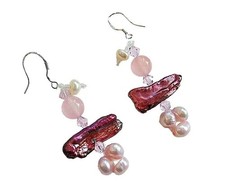 Real pink pearls bronze keshi - pearls,
