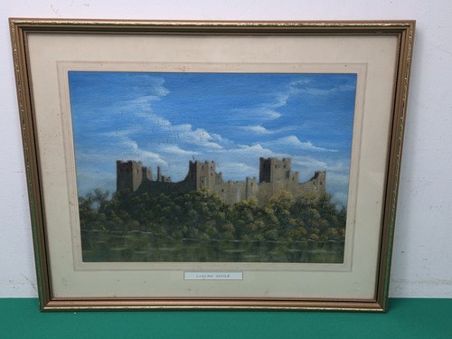 Framed ludlow castle oil - castle, on