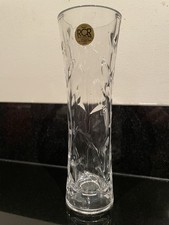 RCR Royal Crystal Rock Glass Column Leaf Vase Vintage Italian Laurus
