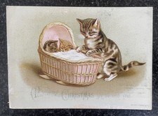 Victorian Greetings Card 1890s. Cat Cradle