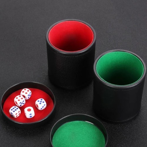 With lid dice cup leather - with,