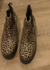 Original Underground England Wedge Leopard Skin Boots Size 7