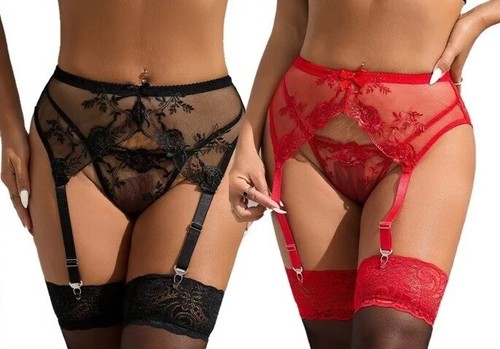 Sexy lace suspender belt mesh - sexy,