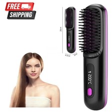 Go Brush Pro, Cordless Hair Straightener Brush, Portable Rechargeable Heated Sty