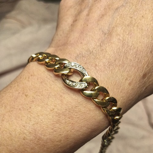 18ct gold diamond - diamond, curb