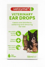 Vetzyme Veterinary Ear Drops suitable Dogs, Cats & Small Pets 18ml