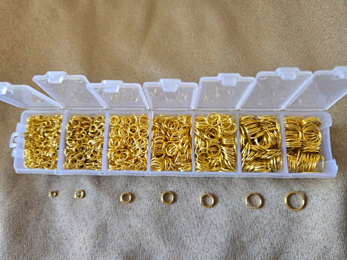 Gold jump rings assorted sizes - jump,