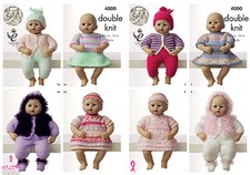 King Cole 4000 Knitting Pattern Dolls Clothes in King Cole  Big Value Baby DK