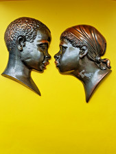 "Zero Denmark OWG" Male & Female African/Caribbean Bronze? Heads Wall Masks