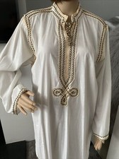 jalabiya Moroccan kaftan linen cotton embroidered medium Tunisian Dress
