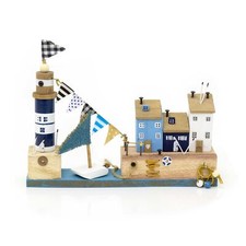 Coastal Cottages & Lighthouse Ornament Beach Houses Sailboat Nautical Decoration