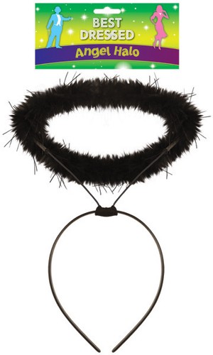 Black fluffy angel halo - black,