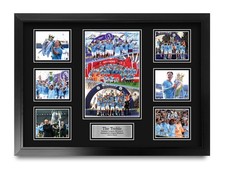 Man City Treble 2023 Winners Framed Printed Autograph Picture for Football Fan