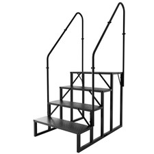 4-Step Ladder Black Steel