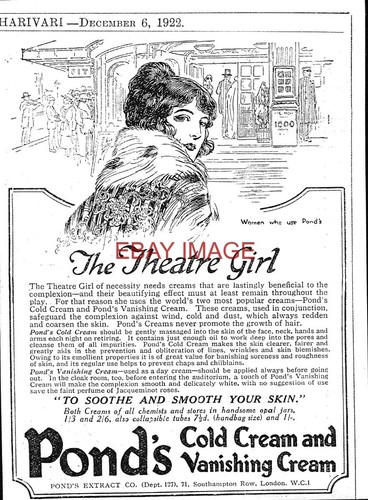 1922 advert ponds cold - advert, &