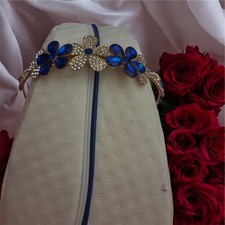 Rhinestone Jewel Headband  Elegant Crystal Diamante and Sapphire on metal.