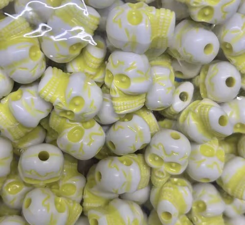 Acrylic skull beard bead - beard, with
