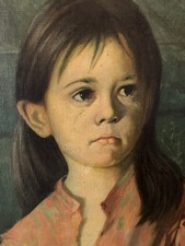 Vintage Reproduction Print Of An Oil Portrait Painting Bambina By Bragolina.