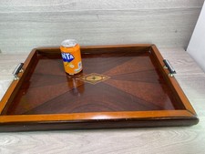LARGE ART DECO 1930S  INLAID  WOODS BUTLERS TRAY 55CM FELT BASE
