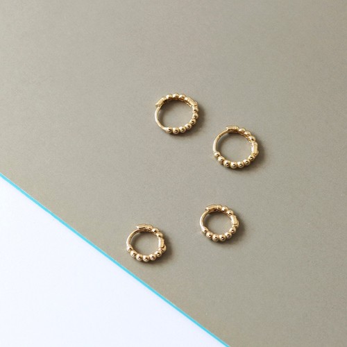 10ct solid gold beaded huggie - 10ct,