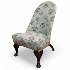 Antique vintage spoon back occasional chair - bedroom chair on cabriole legs