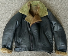 VINTAGE SHEARLING AVIATOR FLYING SHEEPSKIN BOMBER JACKET - L - SUPERB QUALITY