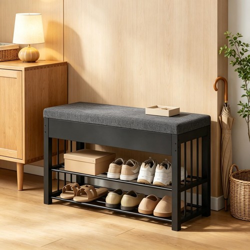Shoe bench with storage shelfs - storage,
