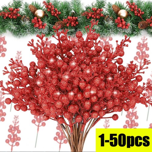 50pack christmas berries stems - christmas,